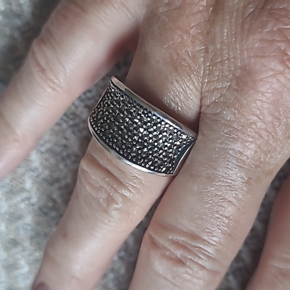 Sterling silver and pyrite ring